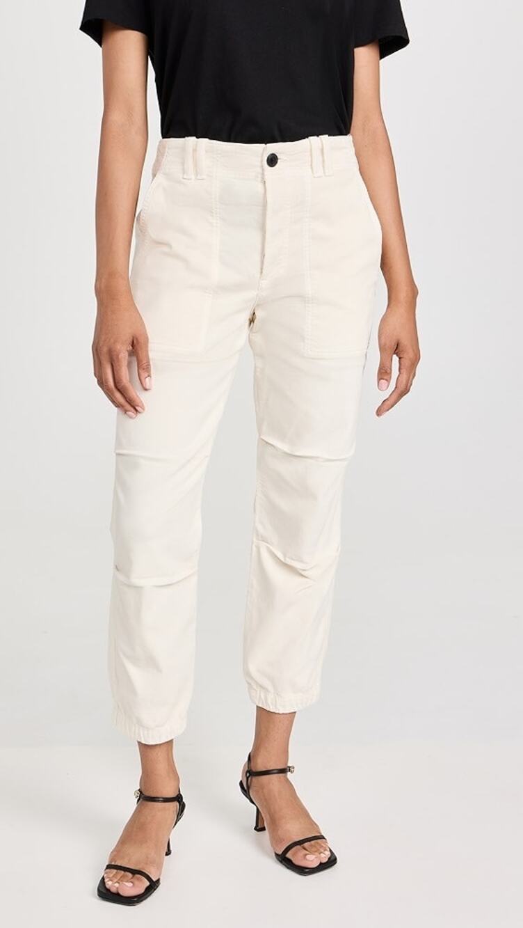 Citizens of Humanity Agni Utility Corduroy Cropped High Rise Cream Pants Size 25